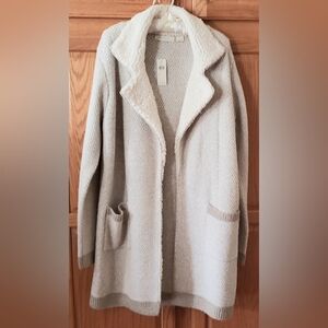 L Anthropologie Sleeping On Snow Coatagin Cardigan Ivory Beige Heavyweight NWT